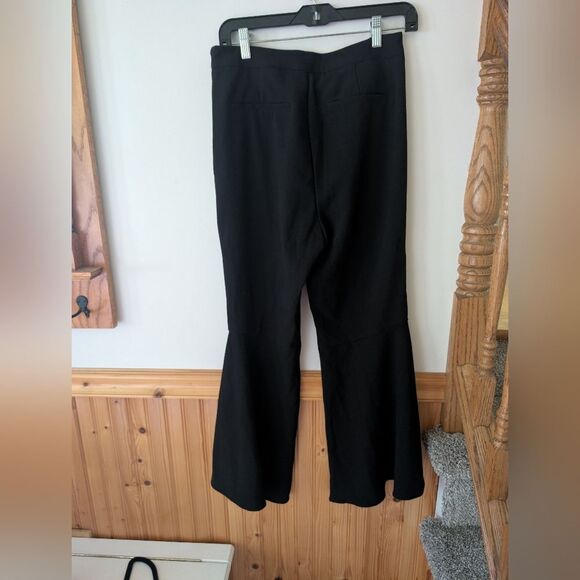 Anthropologie Greylin Leni Frill Flared Black Dress Pants Trousers Size Medium - Picture 9 of 10